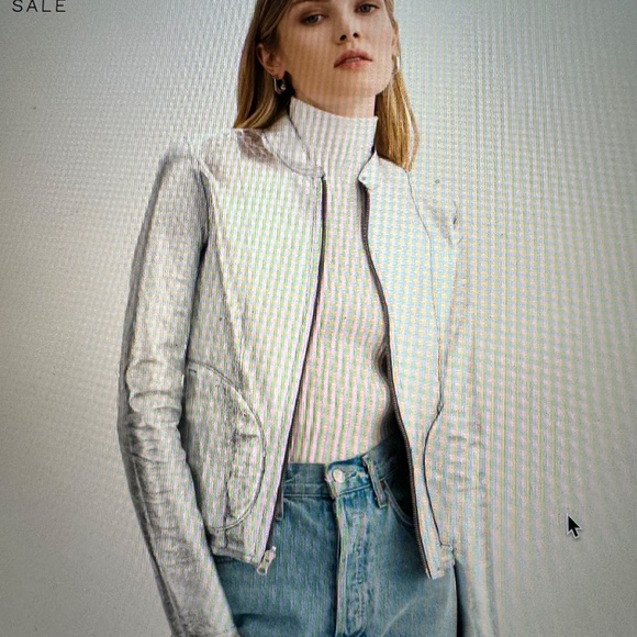 Chapin Reversible Leather Bomber. Smoked blue and silver. XS.  Brand New. - Picture 4 of 6